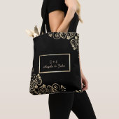 Tote Bag Élégant Chic Fleurs Or, Cadre (De près)