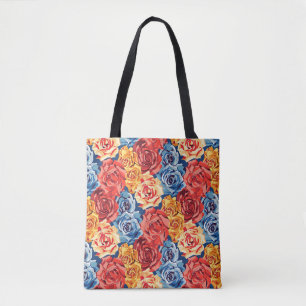 Tote Bag Élégant Chic Mignon Pourpre Botanique Floral Roses