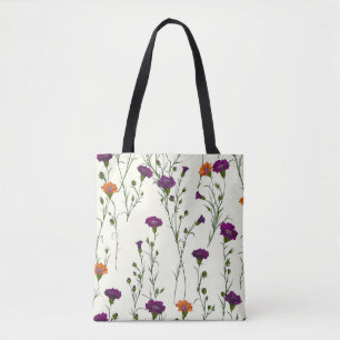 Tote Bag Élégant Chic Mignon Violet Botanique Floral