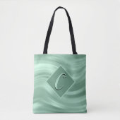 Tote Bag Élégant Chic Turquoise wirl Monogramme moderne (Devant)