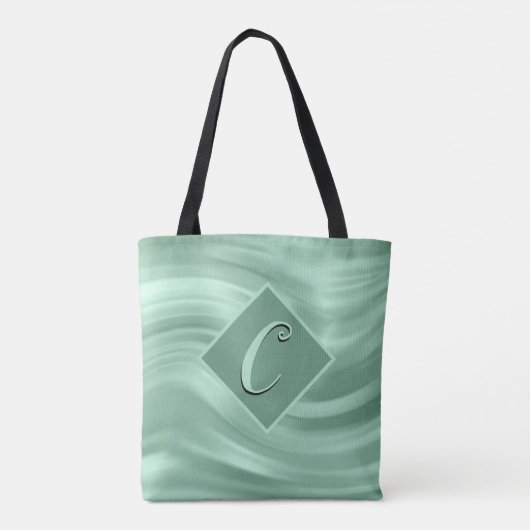 Tote Bag Élégant Chic Turquoise wirl Monogramme moderne (Dos)