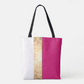 Tote Bag élégant clair faux or rose rayures blanches (Dos)