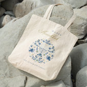 Tote Bag Elégant Classy Navy Blue Happy Hanoukka Floral