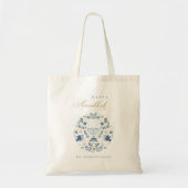 Tote Bag Elégant Classy Navy Blue Happy Hanoukka Floral (Devant)