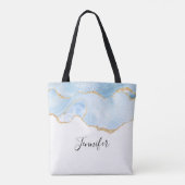 Tote Bag Élégant Cool Bleu Agate avec ruban Parties scintil (Dos)