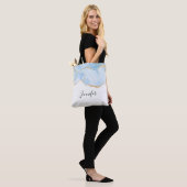 Tote Bag Élégant Cool Bleu Agate avec ruban Parties scintil (Sur le modèle)