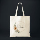 Tote Bag Elegant Copper & Earthy Botanical Bridesmaid<br><div class="desc">Elegant Copper & Earthy Botanical Wedding - Bridesmaid Tote Bag with your name & date. Immerse yourselves in natural elegance with our Copper & Earthy Botanical Tote Bag with your names & date. This sophisticated design captures the warmth and charm of a Boho-inspired wedding, featuring stunning copper and burnt orange...</div>