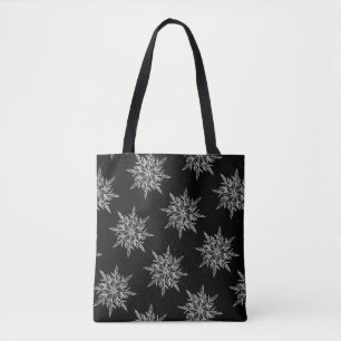 Tote Bag Elégant cristaux de glace Motif sur noir