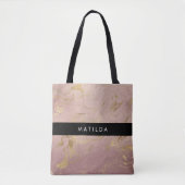 Tote Bag Élégant cuivre moderne rose or & or marbre (Devant)