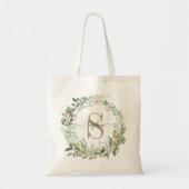Tote Bag Elegant Custom Botanical Monogram with Name (Devant)