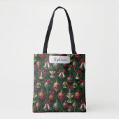 Tote Bag Elegant Dark Green Traditional Bauble Personalized (Devant)