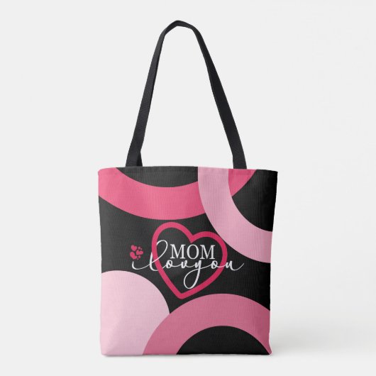 Tote Bag Elegant design texte Maman I Love You With Heart (Dos)