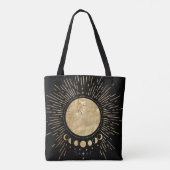 Tote Bag Elégant doré Sun Moon Doodles Mandala (Dos)