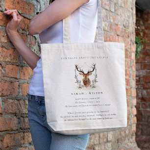 Tote Bag Élégant Dusky Deer Floral Crest Fun Faits Mariage
