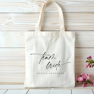 Tote Bag Élégant Elégant Equipe Mariée Script Typographie