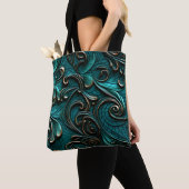 Tote Bag Élégant, Élégant, Faux Turquoise Embossé Cuir (De près)