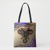 Tote Bag Elégant éléphant avec Arrière - plan Geode (Devant)