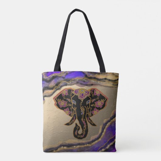 Tote Bag Elégant éléphant avec Arrière - plan Geode (Dos)