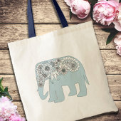 Tote Bag Élégant éléphant bleu Paisley