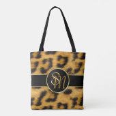 Tote Bag Élégant Empreinte de léopard Monogramme Script - S (Dos)