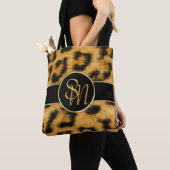 Tote Bag Élégant Empreinte de léopard Monogramme Script - S (De près)