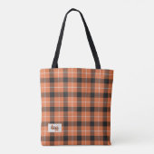 Tote Bag Élégant Épaule Plaid couleur orange et noire (Dos)