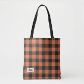 Tote Bag Élégant Épaule Plaid couleur orange et noire (Devant)