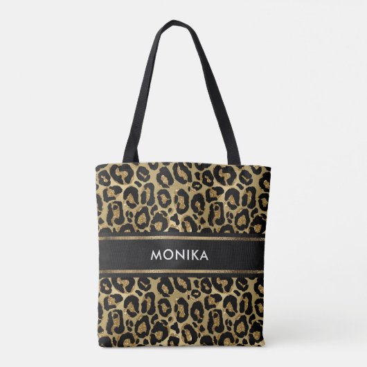 Tote Bag Elégant Faux Gold Leopard Poster de animal personn (Dos)