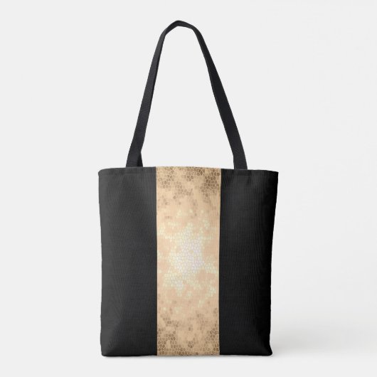 Tote Bag élégant faux or clair et bandes noires (Dos)