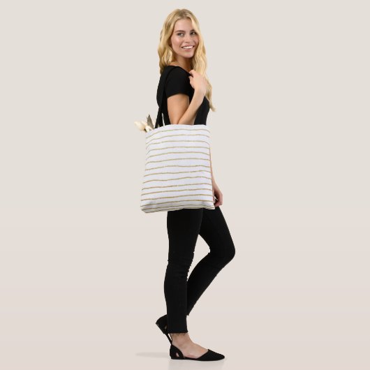 Tote Bag élégant faux or parties scintillant rayures motif (Sur le modèle)
