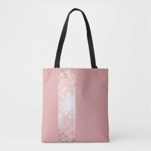Tote Bag élégant faux rose or rose rayures