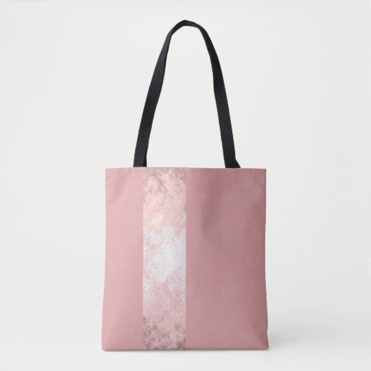 Tote Bag élégant faux rose or rose rayures (Devant)