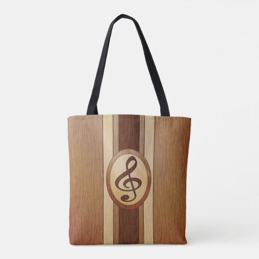 Tote Bag Élégant Faux Wood Treble Clef Inlay (Dos)