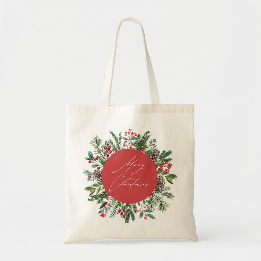 Tote Bag Élégant feuillage de Noël (Devant)