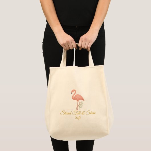 Tote Bag Elegant Flamingo Art with Soft Pastel Quote (Devant (produit))