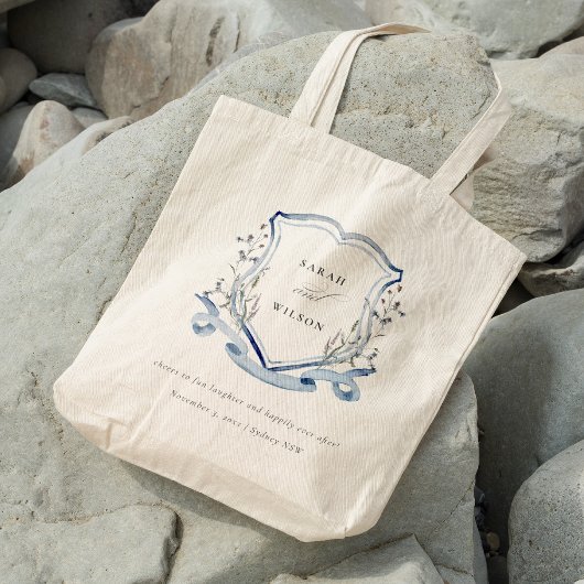 Tote Bag Elégant Fleur sauvage d'aquarelle bleu Mariage Cre