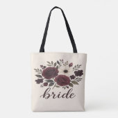 Tote Bag Elegant Floral Burgundy Bride (Dos)