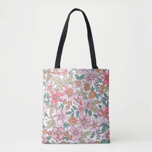 Tote Bag Elegant floral pattern in small hand draw flower. (Devant)