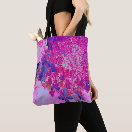 Tote Bag Elégant Fuchsia et bleu foncé Limelight Hydrangea (De près)