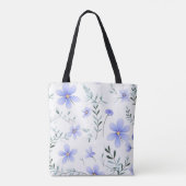 Tote Bag Élégant géant fleur sauvage bleu poussiéreux (Dos)