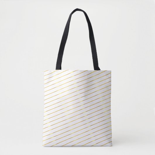 Tote Bag Élégant Glamour Moderne Faux Gold Stripes Top (Devant)