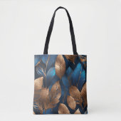 Tote Bag Elégant Gold Blue Foliage Nature Design (Devant)