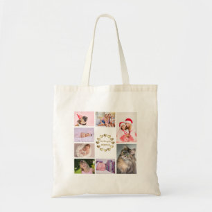 Tote Bag Elegant Gold Family Photo Collage Fête des Mères