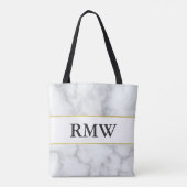 Tote Bag Élégant Gold Faux Marbres blancs Initiales Monogra (Dos)