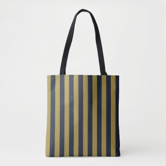 Tote Bag Elégant Gold & Navy Blue Vertical Stripes (Devant)