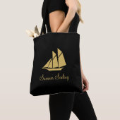 Tote Bag Elégant Golden Summer Sailing Yacht (De près)