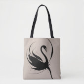Tote Bag Élégant gothique noir cygne Fleur Tatouage Art (Devant)
