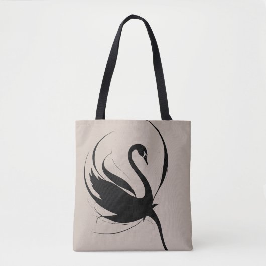 Tote Bag Élégant gothique noir cygne Fleur Tatouage Art (Devant)