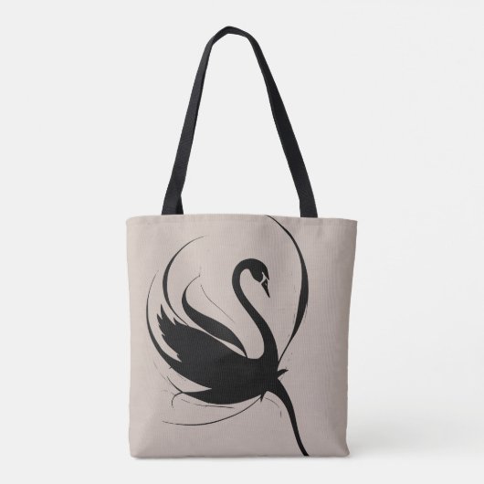Tote Bag Élégant gothique noir cygne Fleur Tatouage Art (Dos)