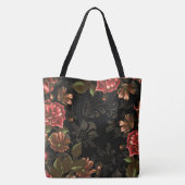 Tote Bag Élégant gravé noir Vintage floral (Dos)